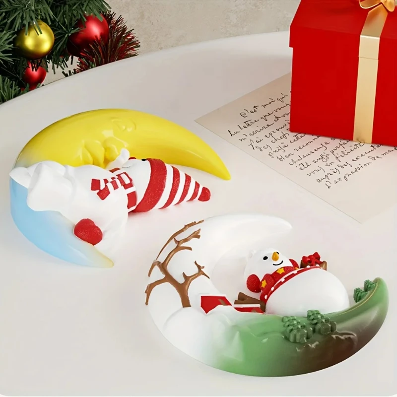 

DIY Moon and Snowman silicone mold, for Christmas decoration, resin cast plaster hand tool, suitable for room tree decoration