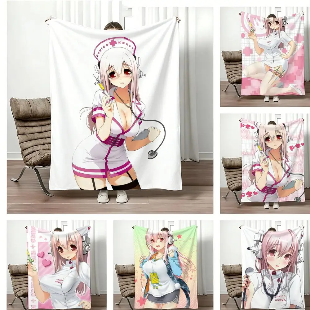 Anime character S-SuperS SonicoS Throw Lightweight 240g Flannel Blanket Soft Skin-friendly for Summer Cooling