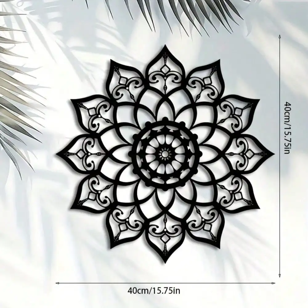 CIFbuy Iron Wall Art Laser Cut Lotus Mandala Sculpture Elegant Hanging Ornament for Indoor Outdoor Patio Balcony Decor