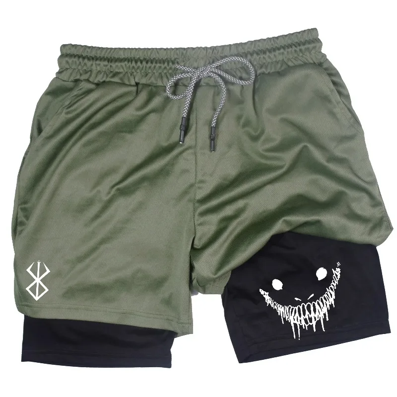 

Мужские двухслойные спортивные шорты 2-в-1, облегающие, быстросохнущие, для пляжа, фитнеса, тренировок, многофункциональные