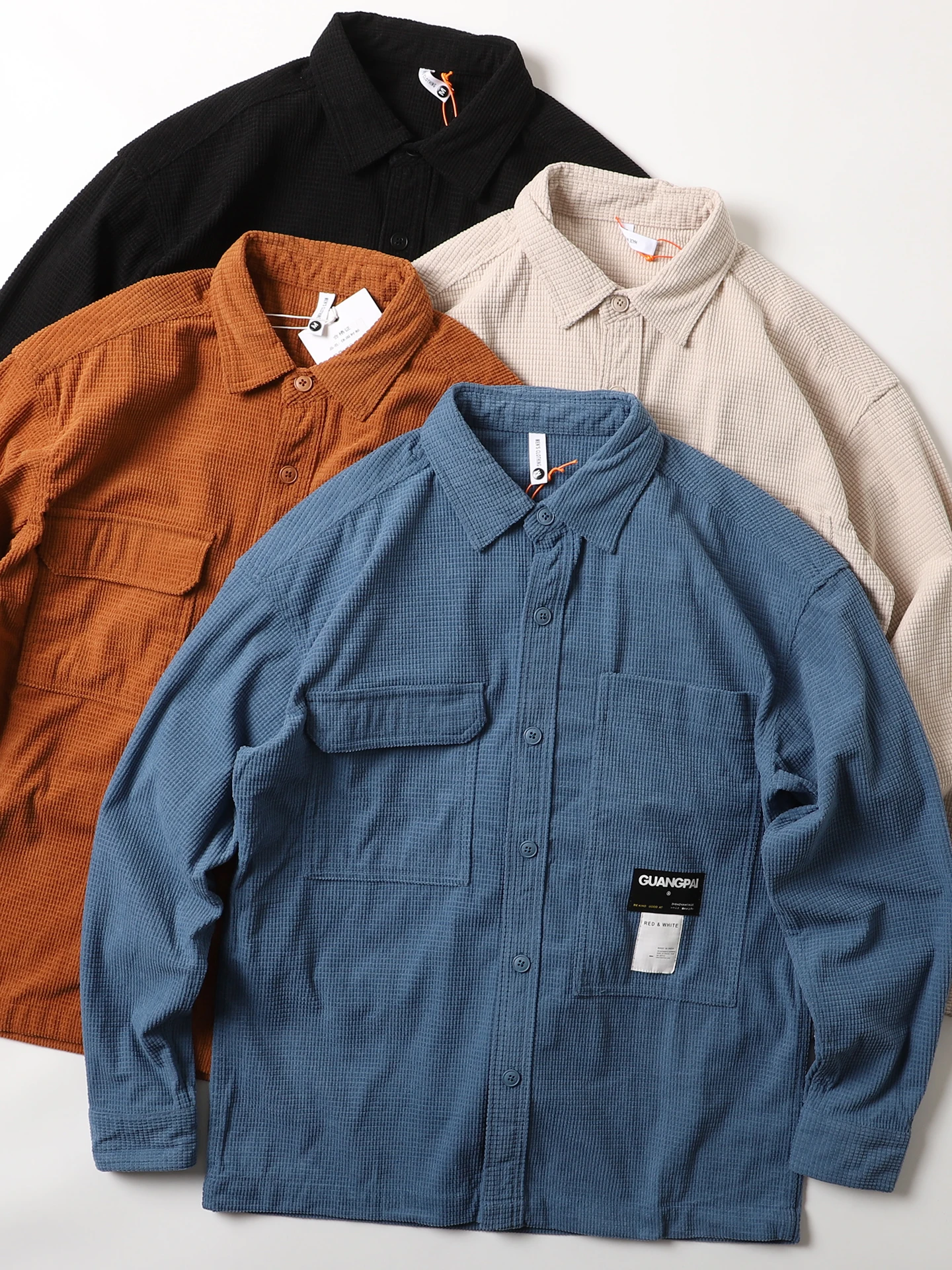 

Мужская рубашка в стиле ретро, американского кроя, цвета хаки, из вельвета, с длинным рукавом, свободного кроя, с воротником, повседневная, из полиэфирного волокна, без стрейча