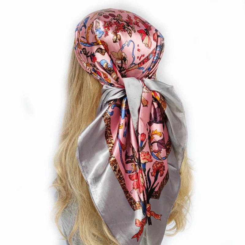 2023 Silk Scarf 90*90cm Luxury BrandDesigner Hair Print Head Large Handkerchief Hijab Shawl Women bandanna foulard muffler wrap