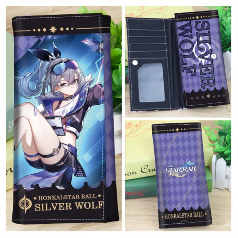 Anime Game Honkai: Star Rail Silver Wolf Seele Jing Yuan Bailu Bronya Kafka Pu Digital Print Long Purse Gift