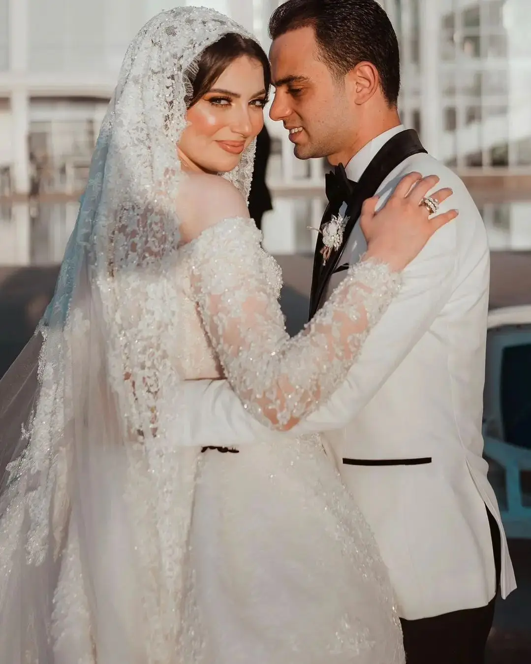 New Mermaid Wedding Dress Shine Beads Boat Neck Appliques Bridal Gowns Organza Detachable Train Robe De Vestido Customized