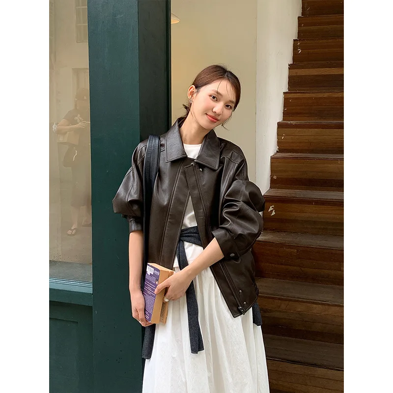

Premium PU Leather Jacket 2025 Autumn New Fashion Small Coat Women's Europe and America