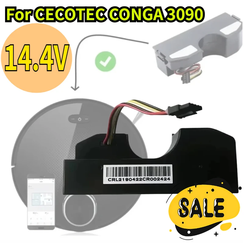 

Аккумуляторная батарея 14.4В 12800мАч для CECOTEC CONGA 3090 3091 3092 1690 1890 2090, совместима с 05173, 9800мАч / 44.40Втч, 14.8В, литий-ионная