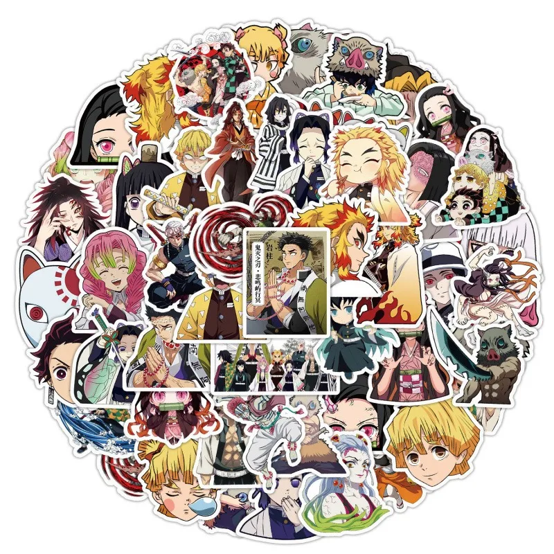 50pcs Anime Japanese Style Demon Slayer Graffiti Waterproof DIY Decor Stickers for Journal