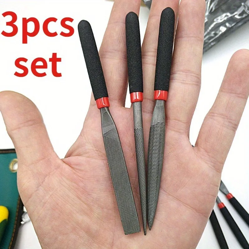 3Pcs Files Hand Operated Tools Model Files Reliable Flat File Half Round File Mini Files Round File Steel For Stone