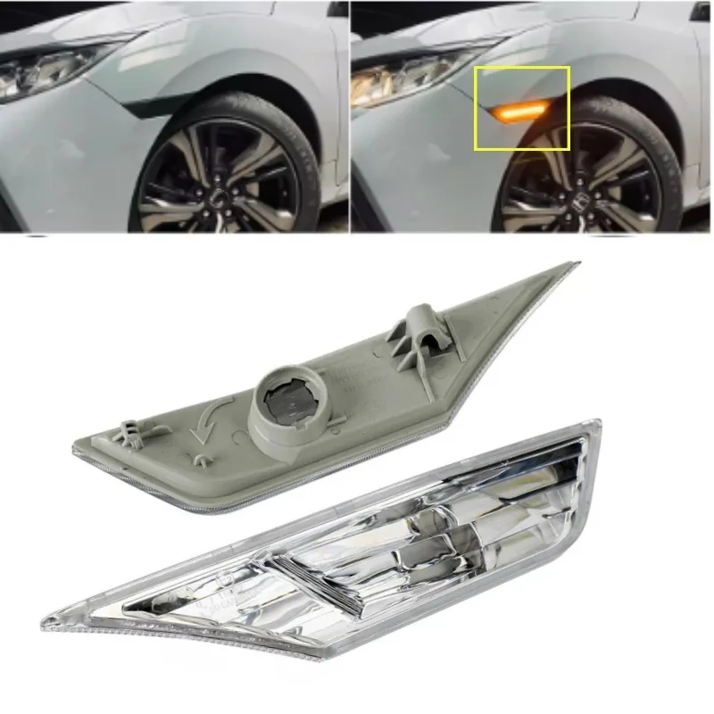 

Динамические прозрачные светодиодные боковые габаритные огни для Honda Civic 10-го поколения 2016 2017 2018 2019 2020 2021, указатели поворота Canbus