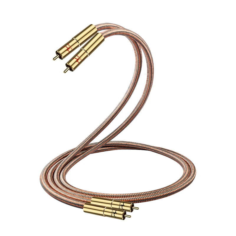 YYAUDIO One Pair Hifi high-end Purity OCC Audio Cable RCA Interconnect Audio Cable Gold plated Plug for CD AMP
