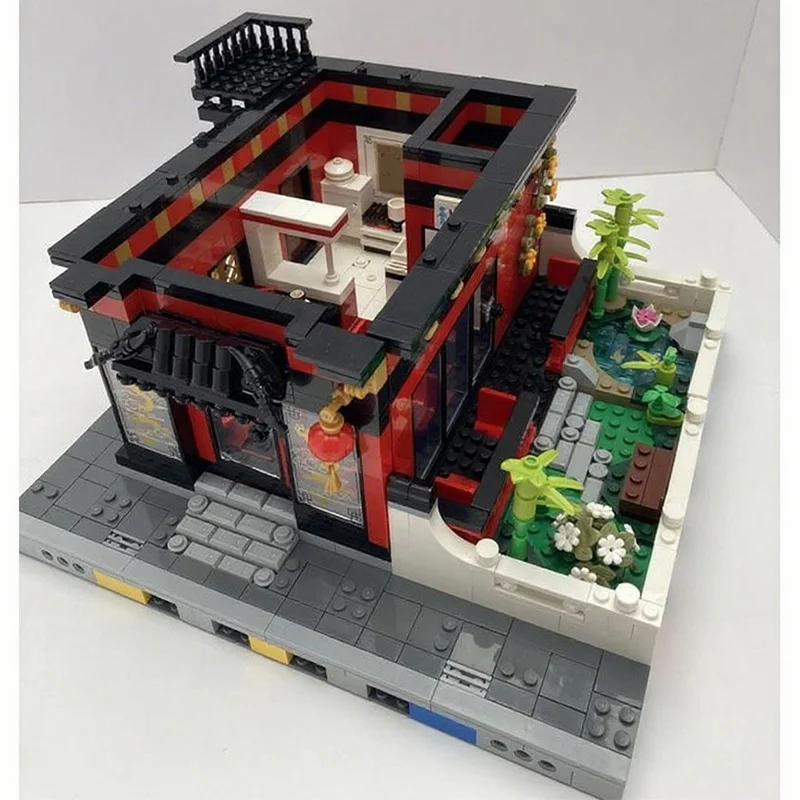 2174 elementy MOC Chińska Restauracja Złoty Model Klocki Konstrukcyjne Architektura Prezent Świąteczny DIY Kreatywna Zabawka Klocki Urodzinowy Prezent dla Dzieci