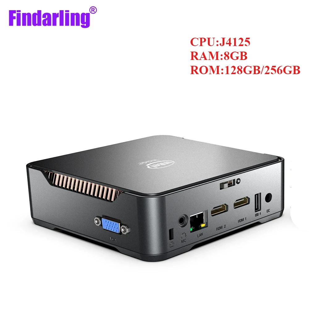 Mini PC Windows 10,Intel Celeron j4125,4コア,8GB RAM,128GB/256GB ROM,WiFi,Win 10,2 * HD, 1 * VGA,Gk3V