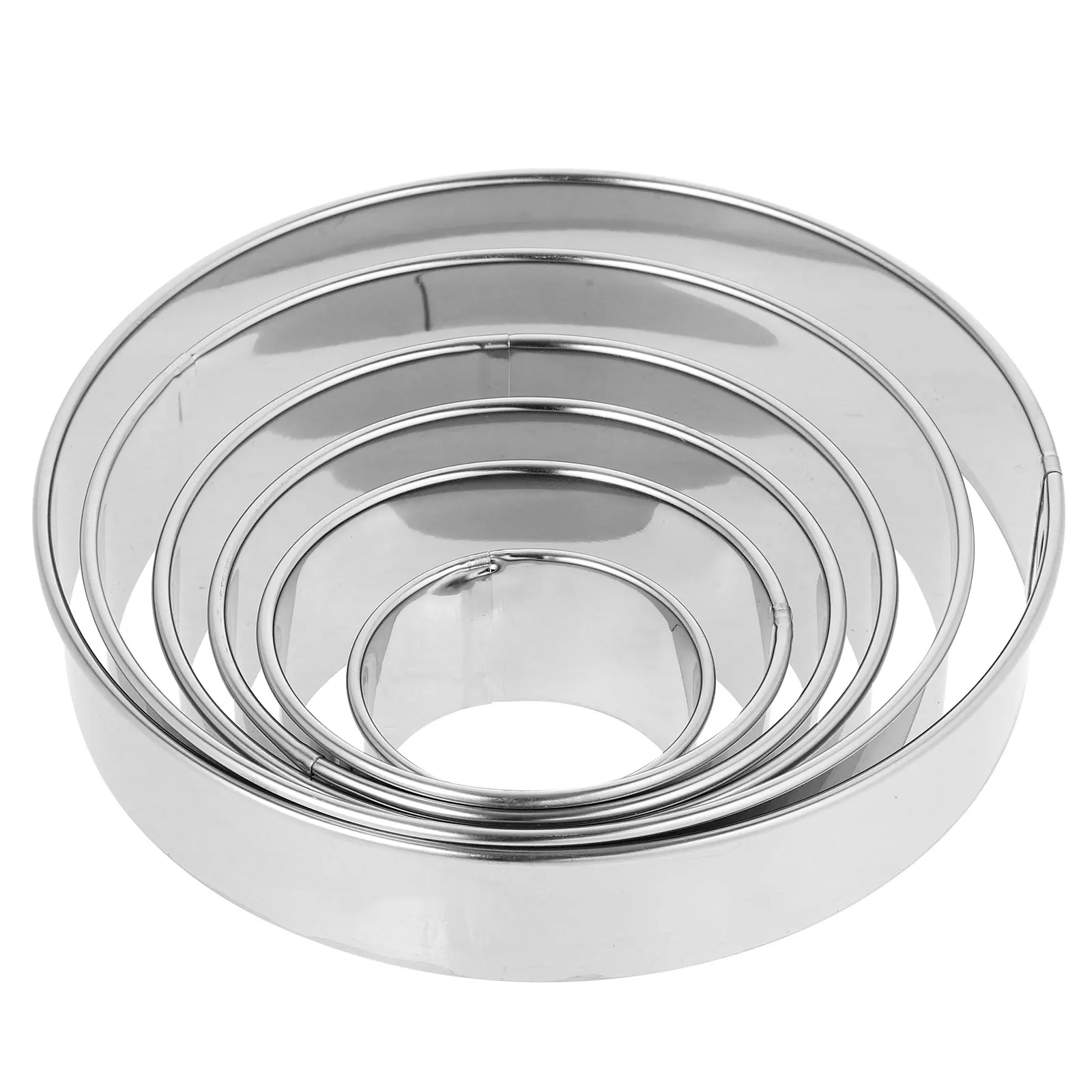 

6Pcs Stainless Steel Cake Ring Molds Nonstick DIY Baking Tool for Mousse Doughnut Easy Clean Reusable Cake Ring
