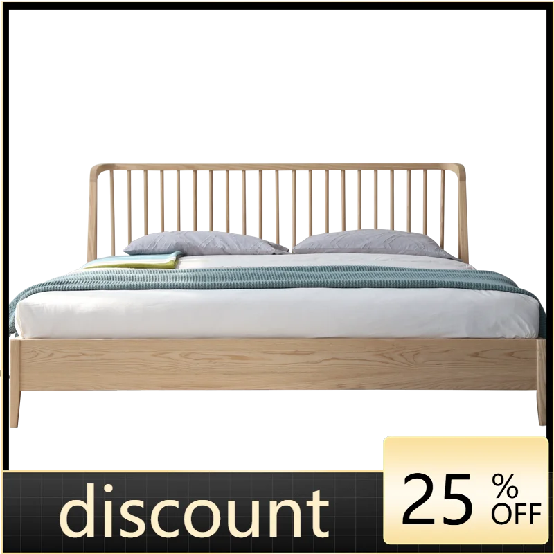LMM solid wood bed modern Nordic log furniture Japanese 1.8 meters master bedroom double bed