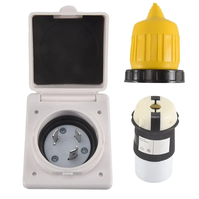 Stock Quantity30amp RV Power Inlet Outlet Shore Power Kit W/Boot Cord Protector 125V NEMA L5-30P L5-30R Male Female Connector Pl