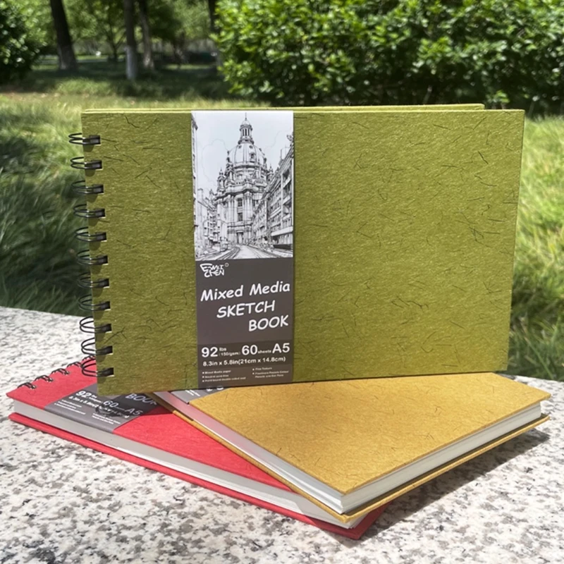 كراسة رسم A5 60 ورقة/120 صفحة 150gsm تصميم لفائف ورقية سميكة قلم رصاص ملون قلم تحديد أكريليك رسم جرافيتي #3
