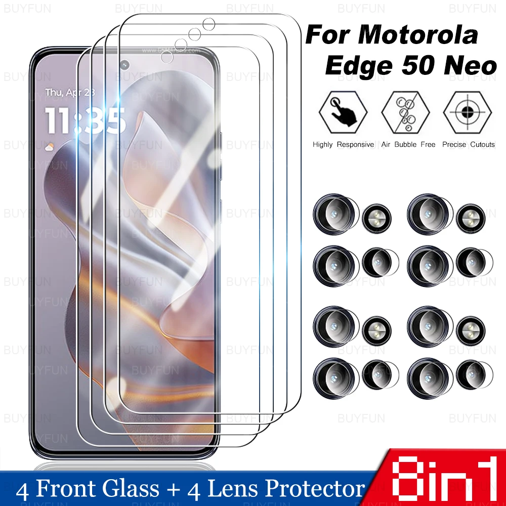 8in1 Tempered Glass & Lens Protective Film For Motorola Edge 50 Neo 2024 6.4 inches Moto Edge50 50Neo Edge50Neo Screen Protector