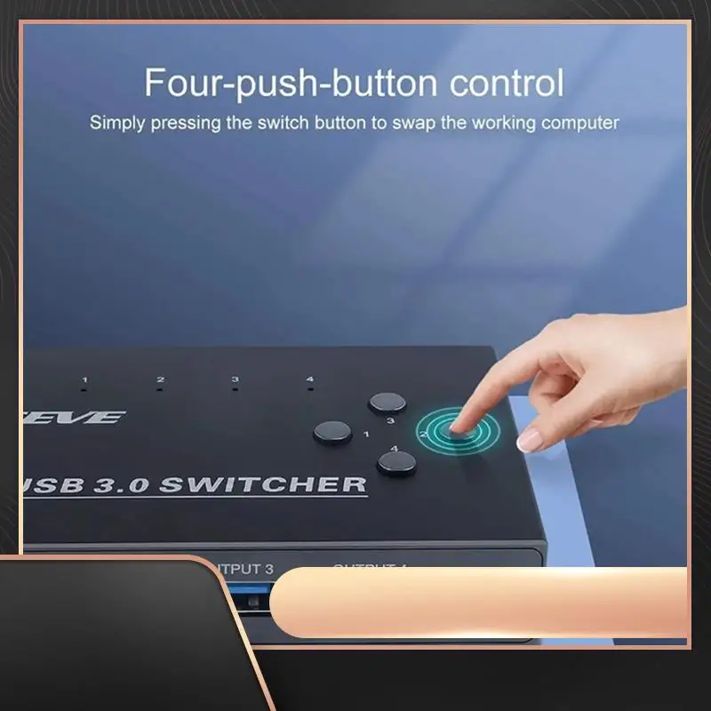 

Переключатель Kceve USB 3,0, переключатель KM, селектор 4, компьютер, ноутбук, настольные компьютеры, концентратор-сплиттер, KVM для Pro, клавиатура, мышь