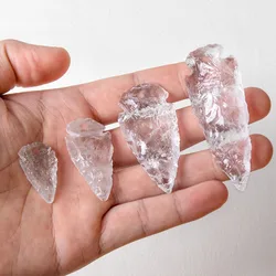 Natural White Crystal Irregular Arrowhead Shape Clear Quartz DIY Making Exquisite with Hole Pendant Decor