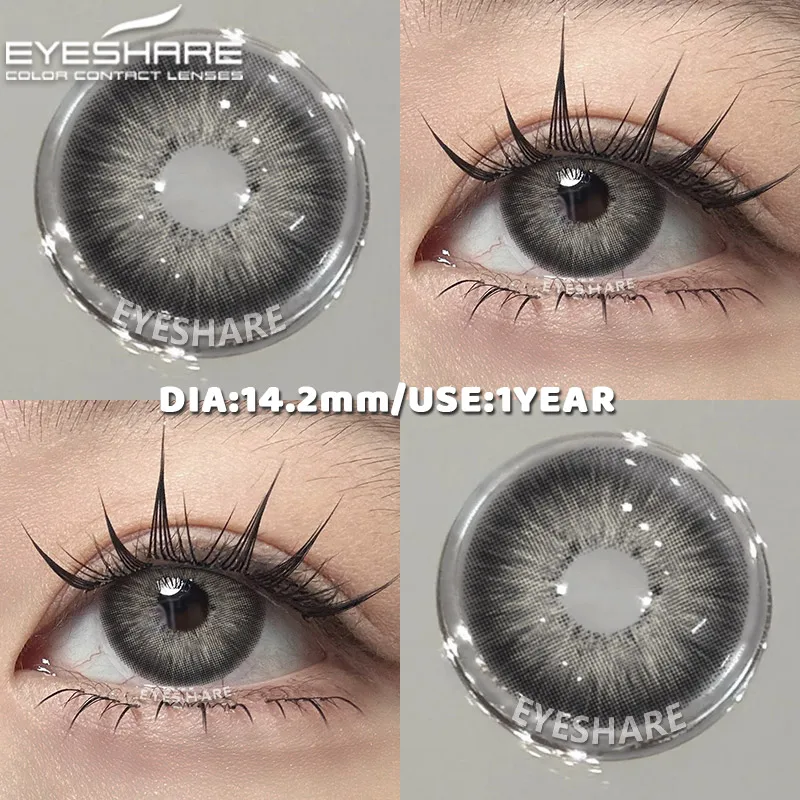 EYESHARE Natürliche farbige Schüler für Augen, 1 Paar schwarze Linsen, kosmetische blaue Schönheitslinsen, graue Augenkontaktlinsen, grüne Colorcon-Linse