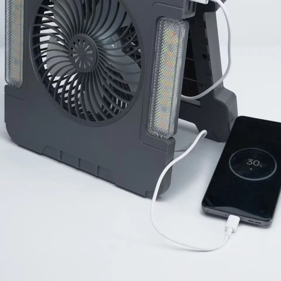 Solar Panel Fan Light 2026 New Car Silent Small Desktop Camping Portable Outdoor Fan