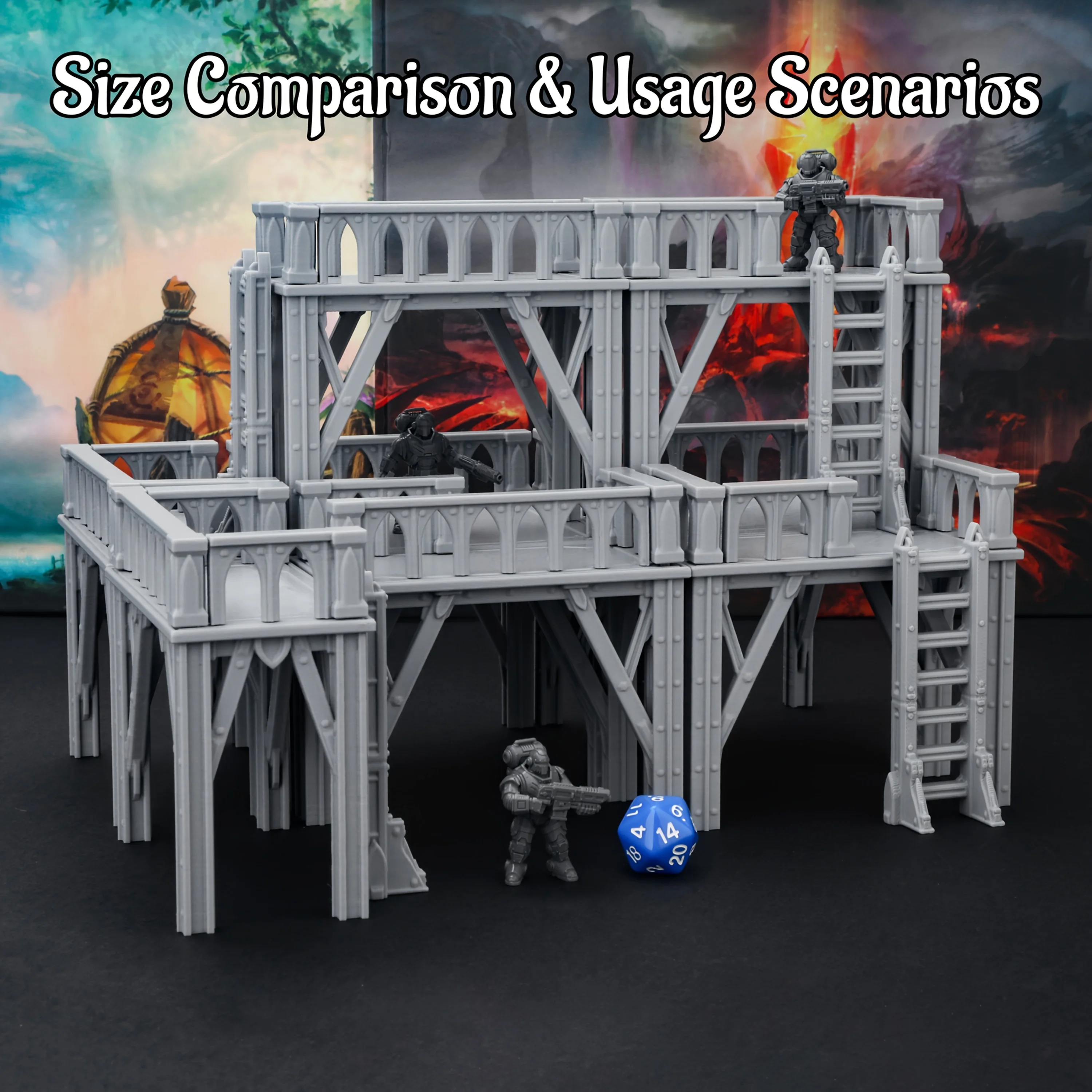 Sci-Fi Scaffolding Miniature Terrain Set, RPG Terrain Miniature Construction Accessories, Perfect Gift for Tabletop Games