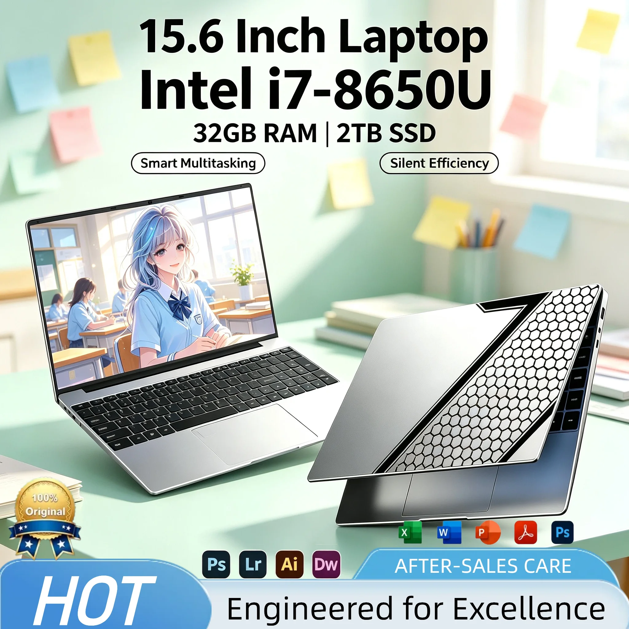 Intel Core i7-8650U 15.6 Laptop 4C8T 4.2GHz 8MB Cache Ultra Slim Fingerprint Backlit 16GB 2TB SSD High Performance Pro Max