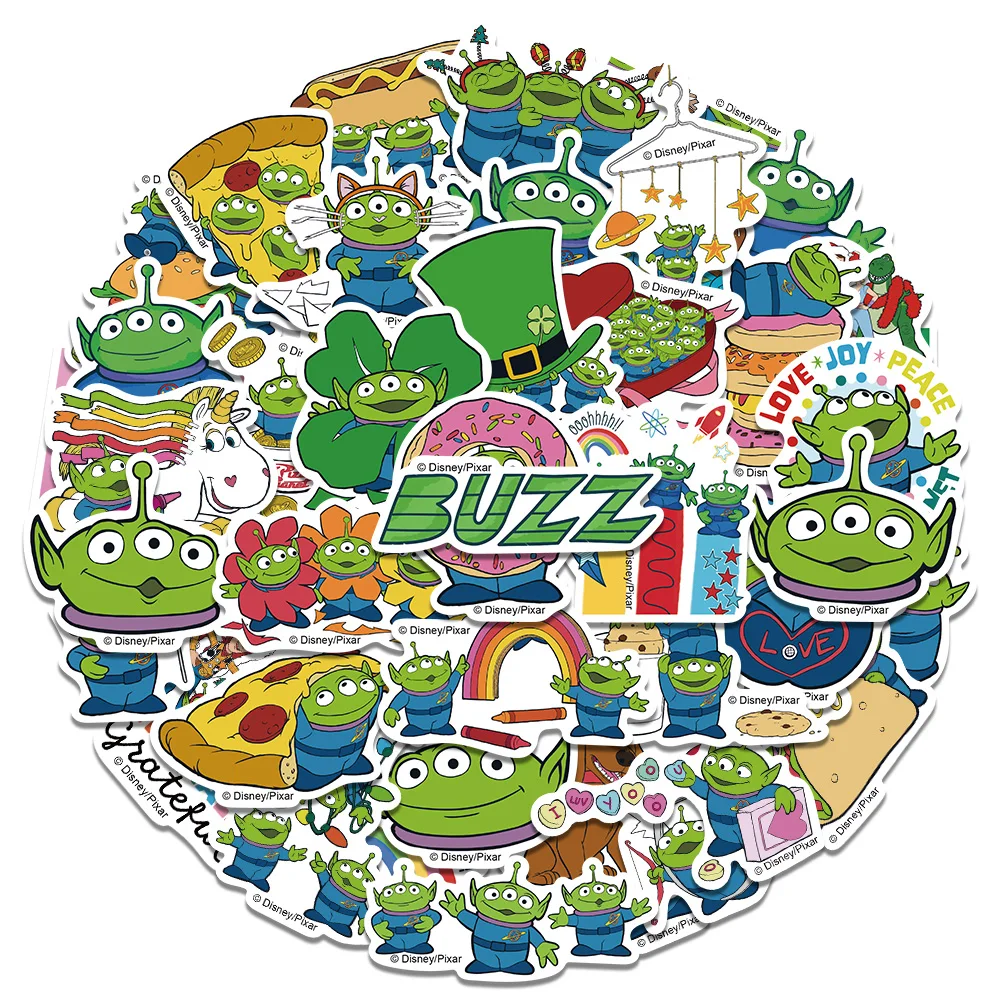 42PCS Disney Toy Story Alien Stickers Anime Decal Laptop Motorcycle Skateboard Cute Kawaii Cartoon Movie Sticker Pack Kids Toys