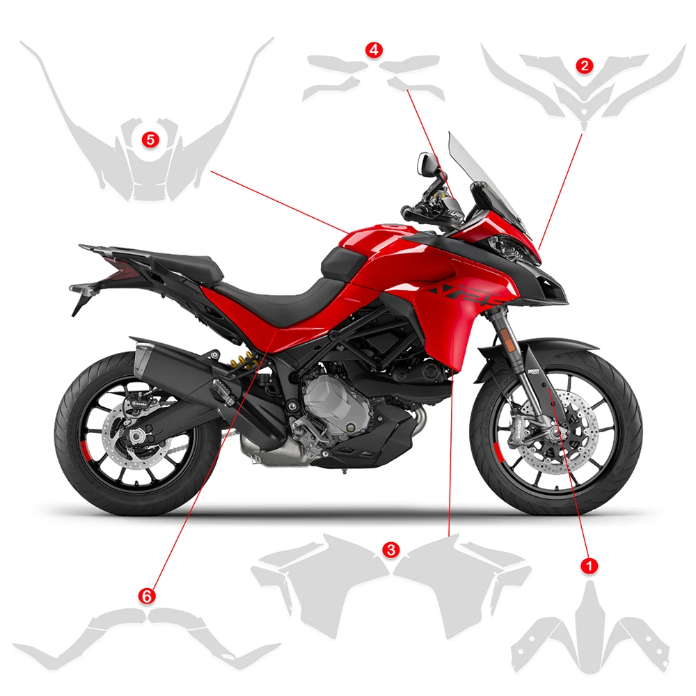 2022-2024 New Motorcycle Invisible Paint Protection TPU Film For Ducati Multistrada V2/S Set Body Fairing Transparent Stickers