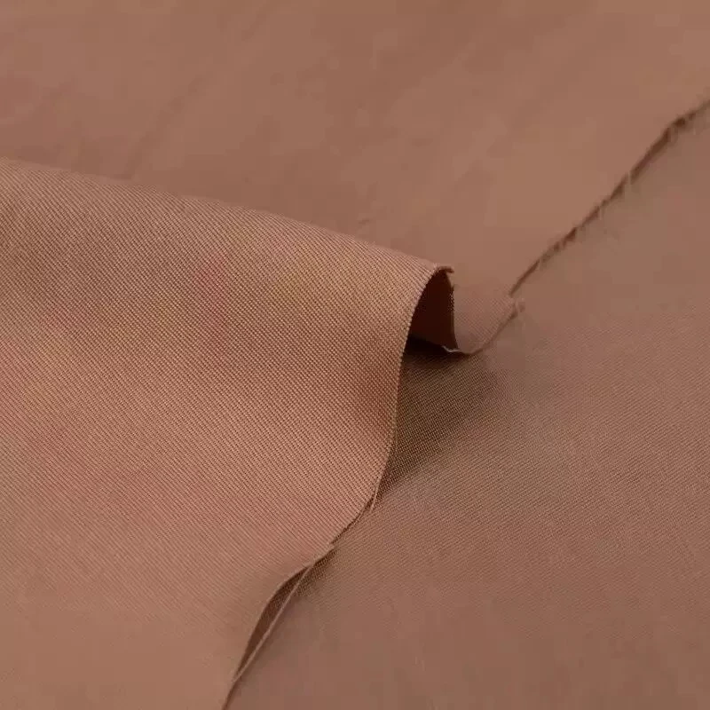 1meter Caramel Brown Copper Ammonium Silk Blend Fabric Breathable Soft Smooth DIY Material Fashion Dress Blouse Summer Casual