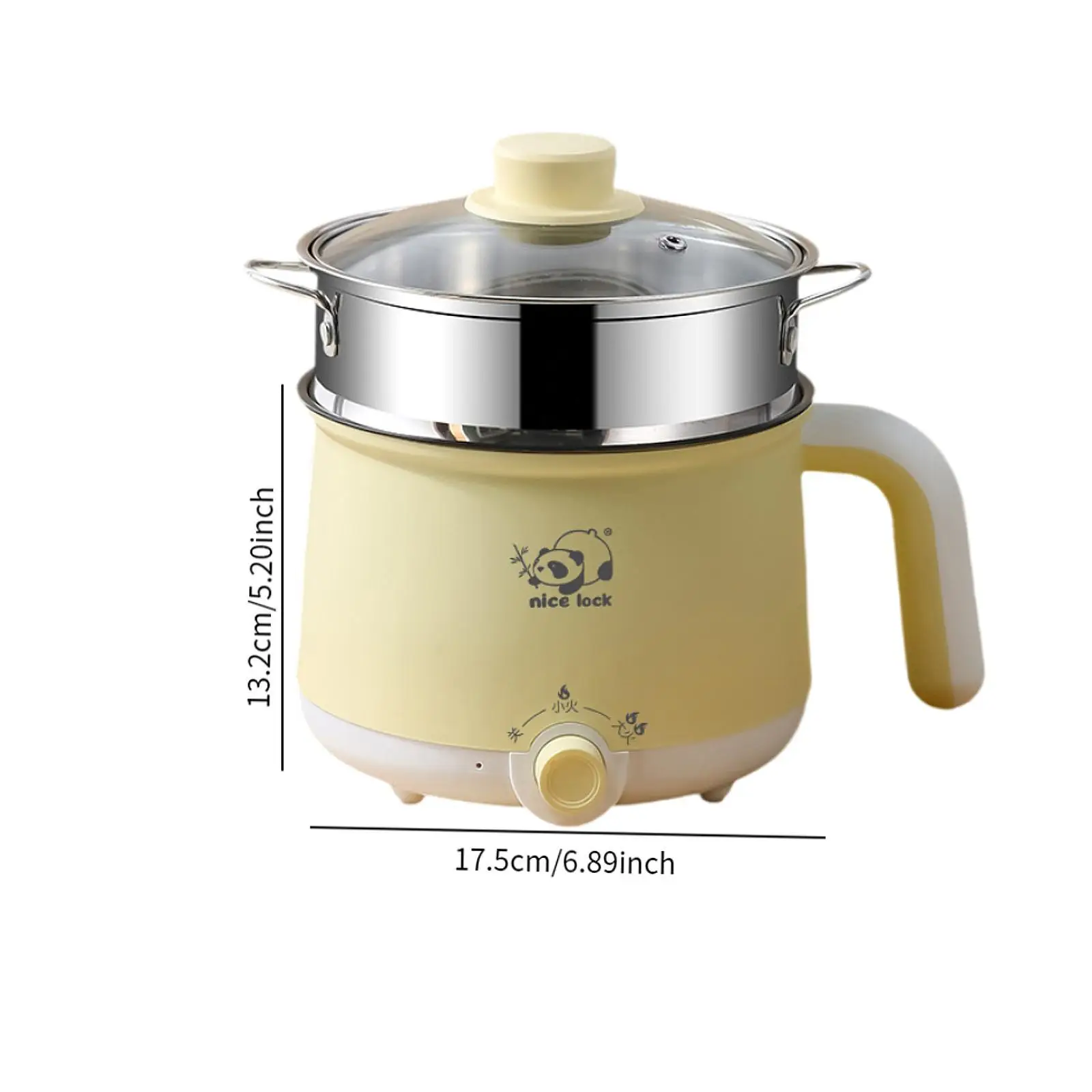 Electric Pot 2 Gear Multifunctional Stainless Steel Boil Dry Protection Noodles Cooker for Porridge Oatmeal Steak Dumpling Eggs