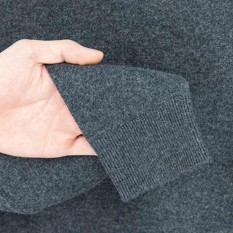 【100 الصوف الخالص】MenVCollared سترة صوف الخريف الشتاء بلون سترة منتصف العمر الرجال عارضة الحبيب الرقبة سترة