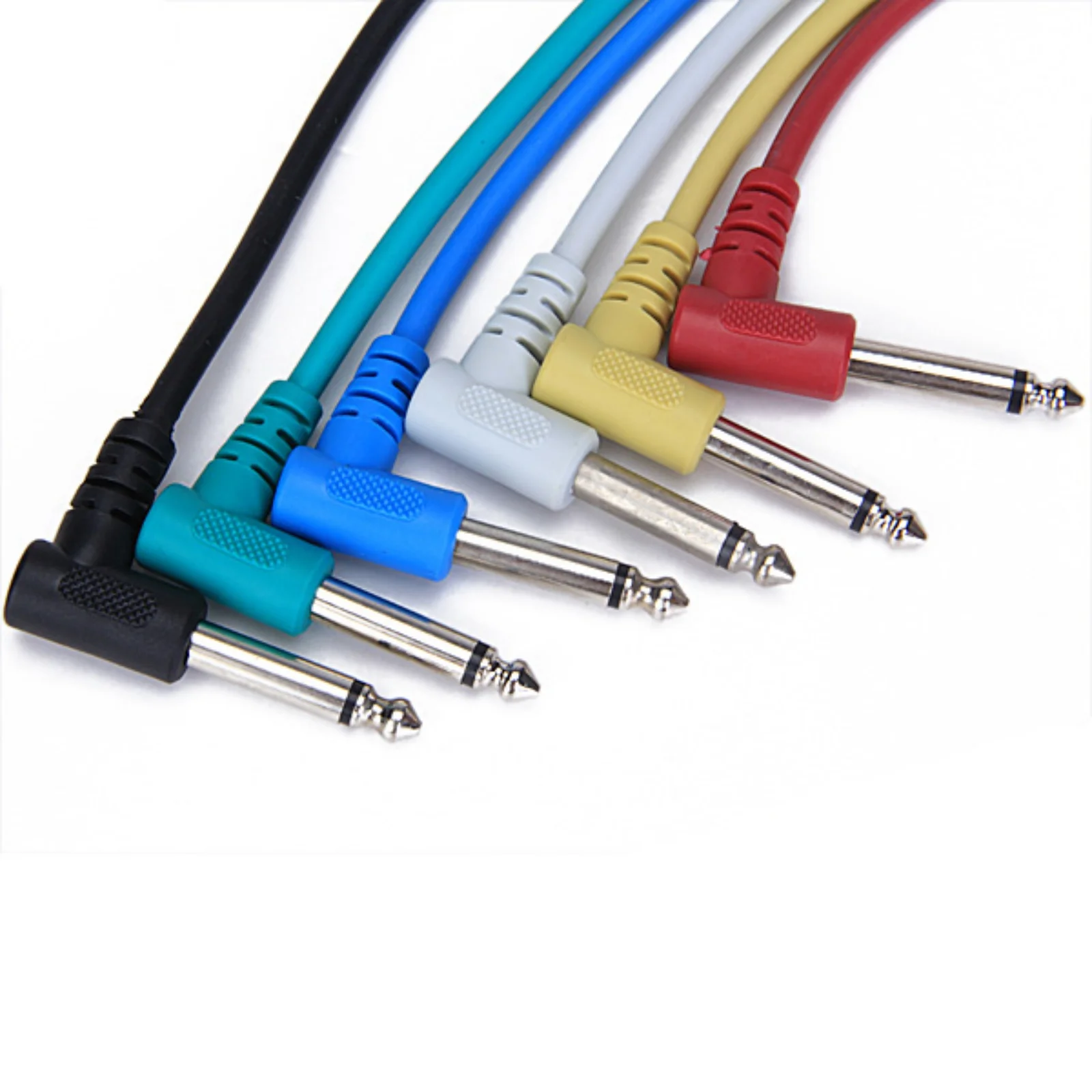 Set of 6pcs 30cm Guitar Pedal Cable Guitar Right Angle Pedal Patch Cable Leads for for Guitar Effect Pedal6.35mm Jack 1/4\