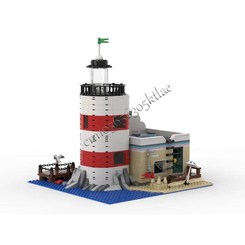 865 Uds casa calle faro y tablero tienda MOC personalizar bloque de construcción Modular diseño creativo modelo DIY montaje juguete para regalo