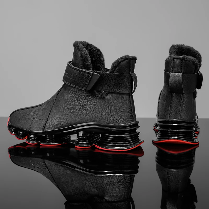 Men's Warm Winter Boots Waterproof Non-Slip Plush Lined Sneaker Shoes Winter Slippers Comfortable Male Tenis Boots