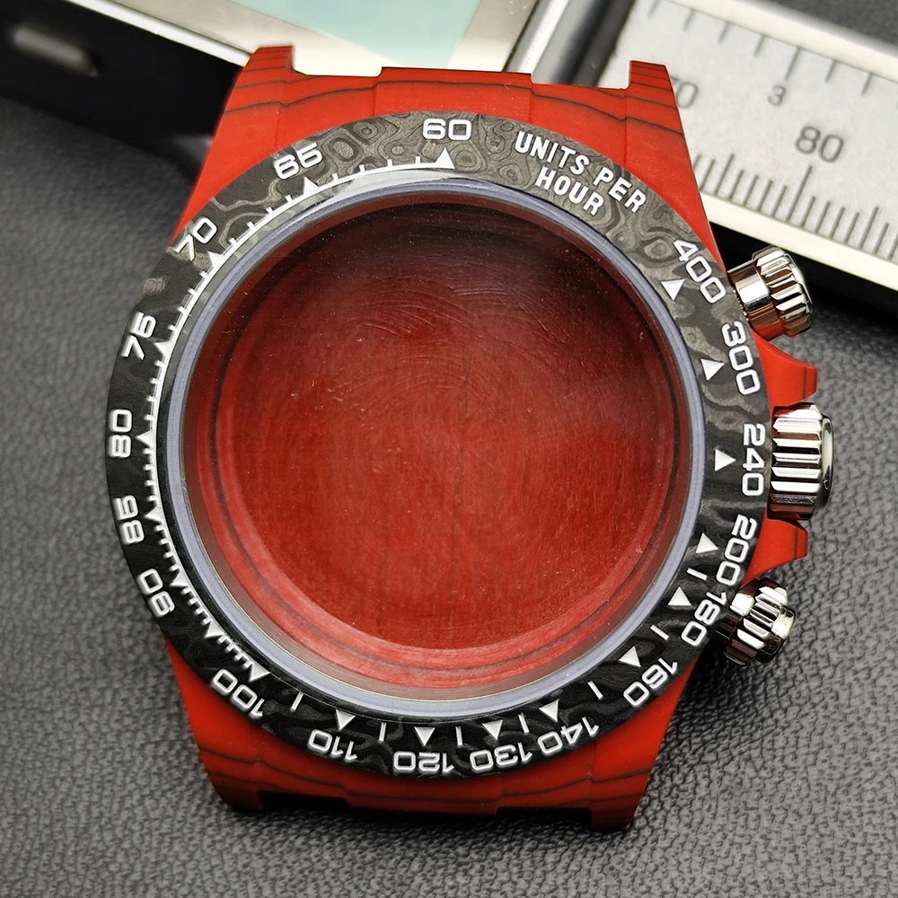 Full Carbon Fiber Watch Case Red Housing case Fit For SL4801 Dandong 4130 Movement Watch Bezel Shell Replacement Accessories Par