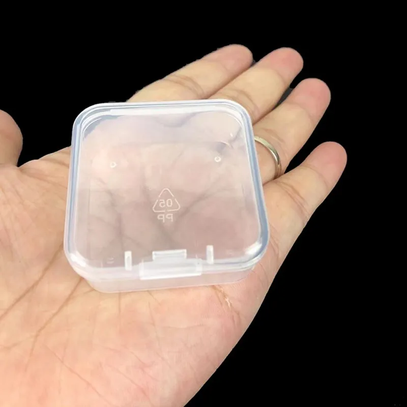 6PCS Mini Square Storage Box Plastic Transparent Earrings Rings Jewelry Beads Packaging Storage Case Small Jewelry Organizer Box