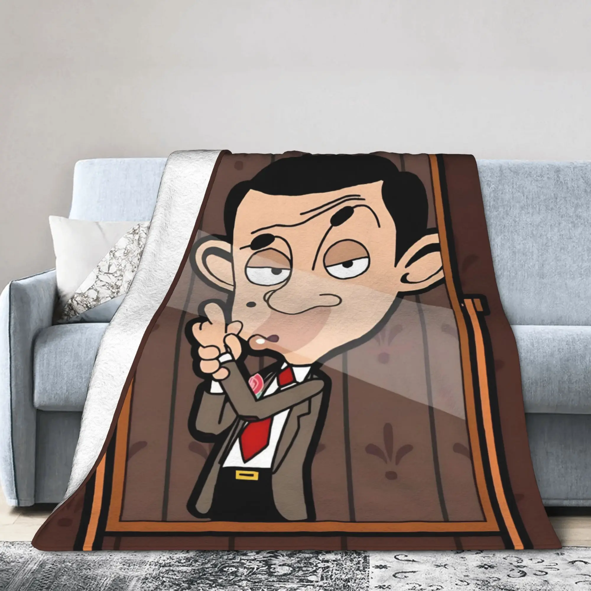 Mr. Beans Flannel Blanket Funny Cartoon   Awesome Throw Blankets for  Sofa Bedding Lounge 150*125cm Bedspread,