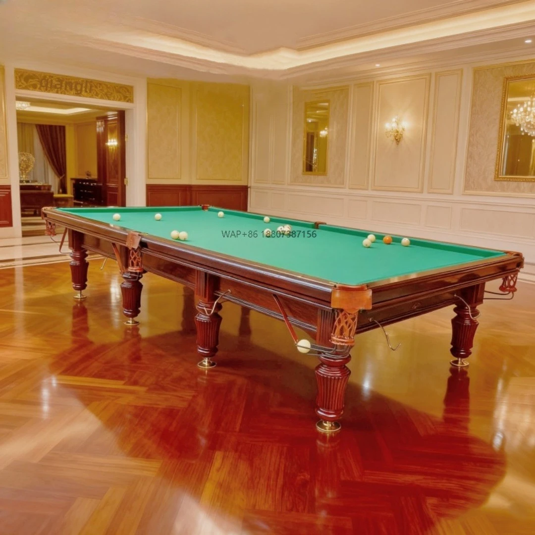 Russian Pyramid Pool Table 10ft 12ft Size with Slate Playing Surface Adjustable Foot Pads for Residential Billiards