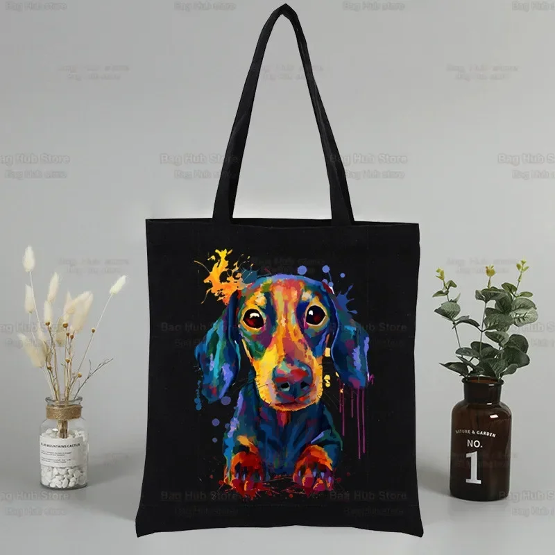 

Dachshund Teckel Cute Dog Women Canvas Shoulder Bag Ladies Shopping Bags Cotton Cloth Fabric Grocery Handbags