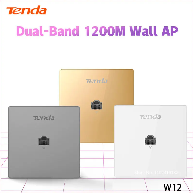 Tenda W12 Dual Band 1200M Wireless In-wall  AP Panel 2.4G&5G Gigabit RJ45 Port Villa MESH Acess Point White