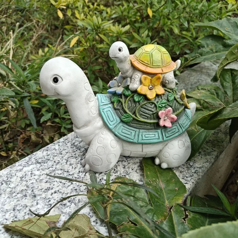 Estatua  tortuga creativa para exteriores, jardín, patio, adorno artesanal  resina, luz nocturna Solar impermeable