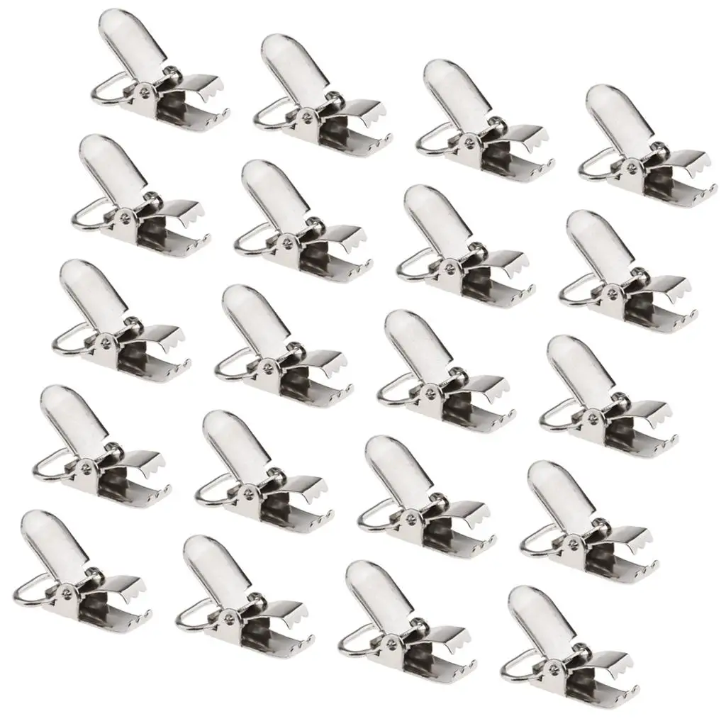 Silver Alloy Clip Pacifier Holder Suspender Webbing Hook for Sewing DIY and Toy Keeping