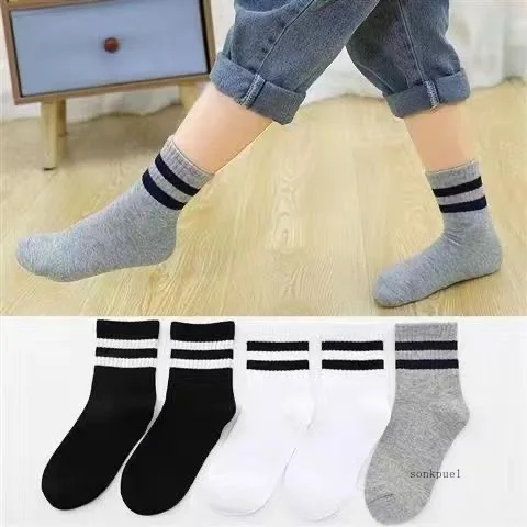 5 Pairs / Lot Boys Girls Socks Spring & Autumn Stripe High Quality Cotton Student Kids Socks 3-15 Year Children Socks