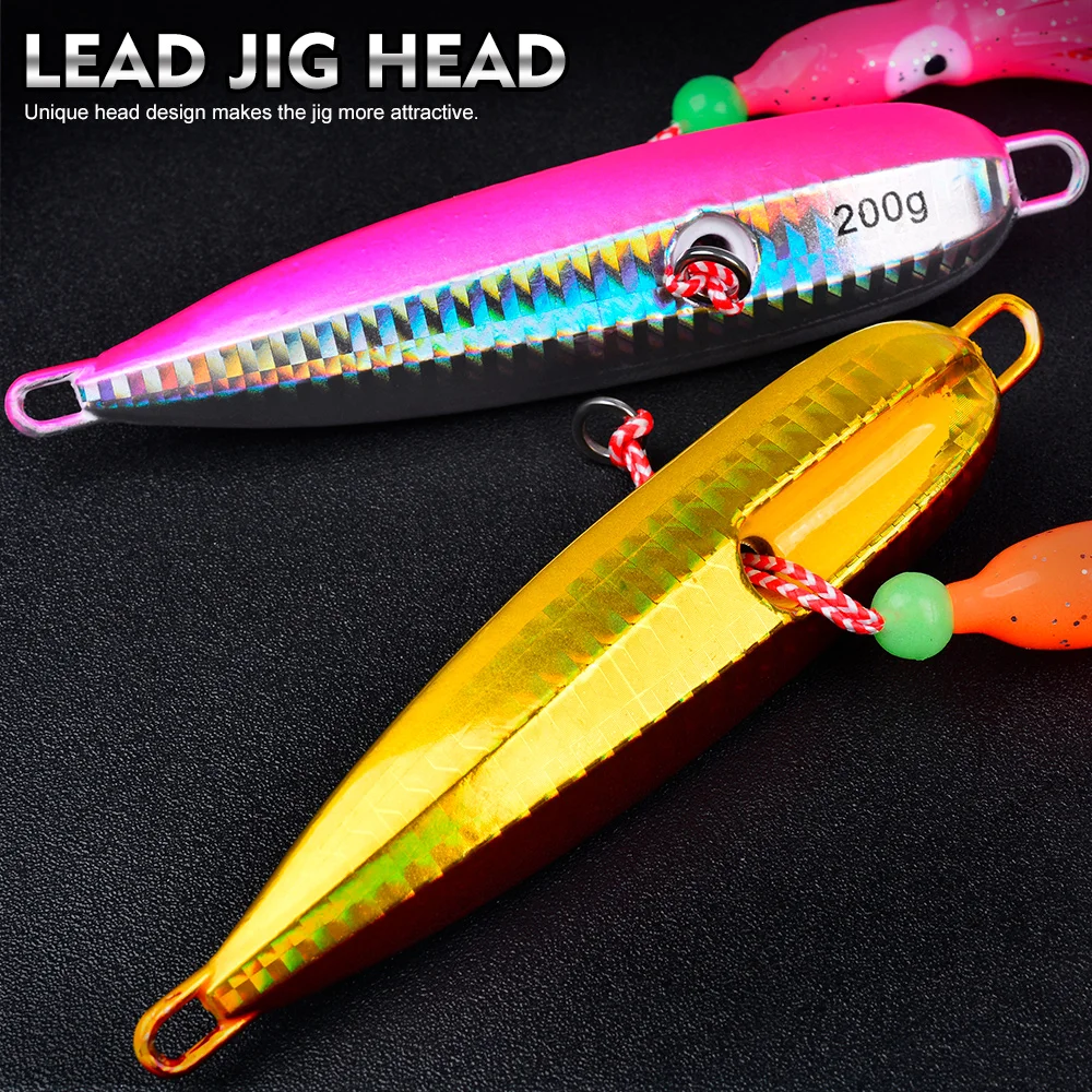 Proberos 1PC Slow Pitch Jigging-Köder, Doppelhaken, im Dunkeln leuchtender Slow Jig-Angelköder für das Offshore-Salzwasser-Bootsangeln – Detail 8