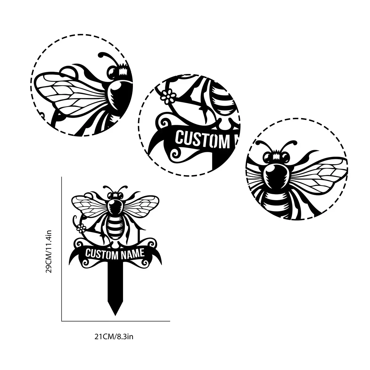 Custom Metal Stake Sign for Outdoor Gardens: Featuring A Bee Design, Tailored As A Special Decor for Honey Bee - Loving Farmers