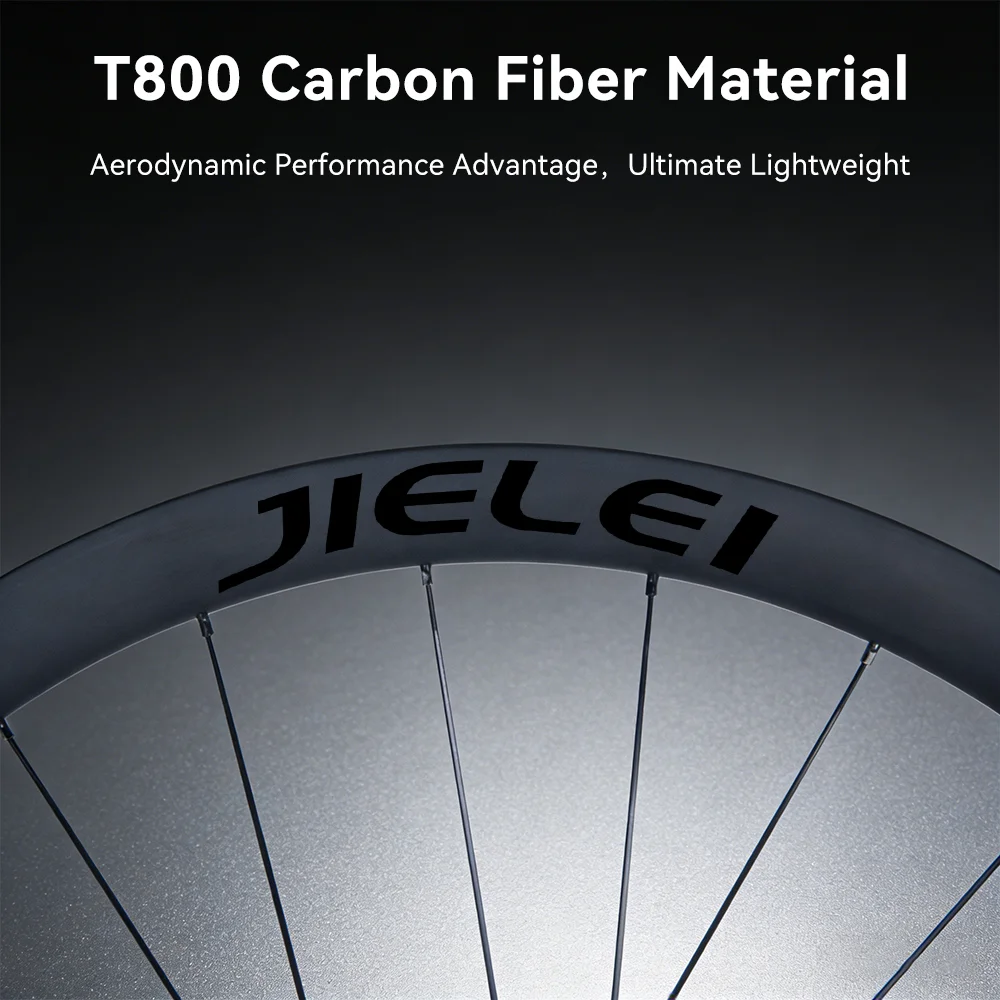 JIELEI Carbon Wheelset - Lightweight Aerodynamic Carbon Fiber Wheelset for 75 60 50 46 37 32mm Height Clincher Tubeless Ready