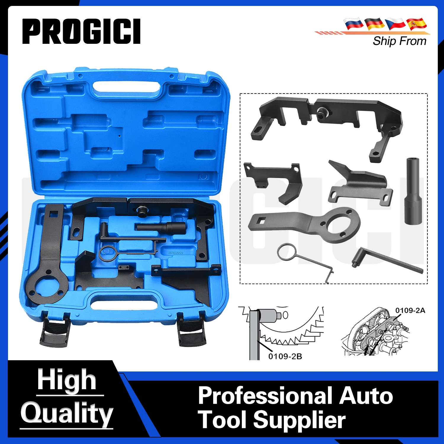 PROGICI 8-teiliges Motor-Zahnriemen-Ersatzwerkzeug-Set Nockenwellen-Arretierwerkzeuge für Citroen C3 Peugeot 208 308 2008 1.0 1.2T