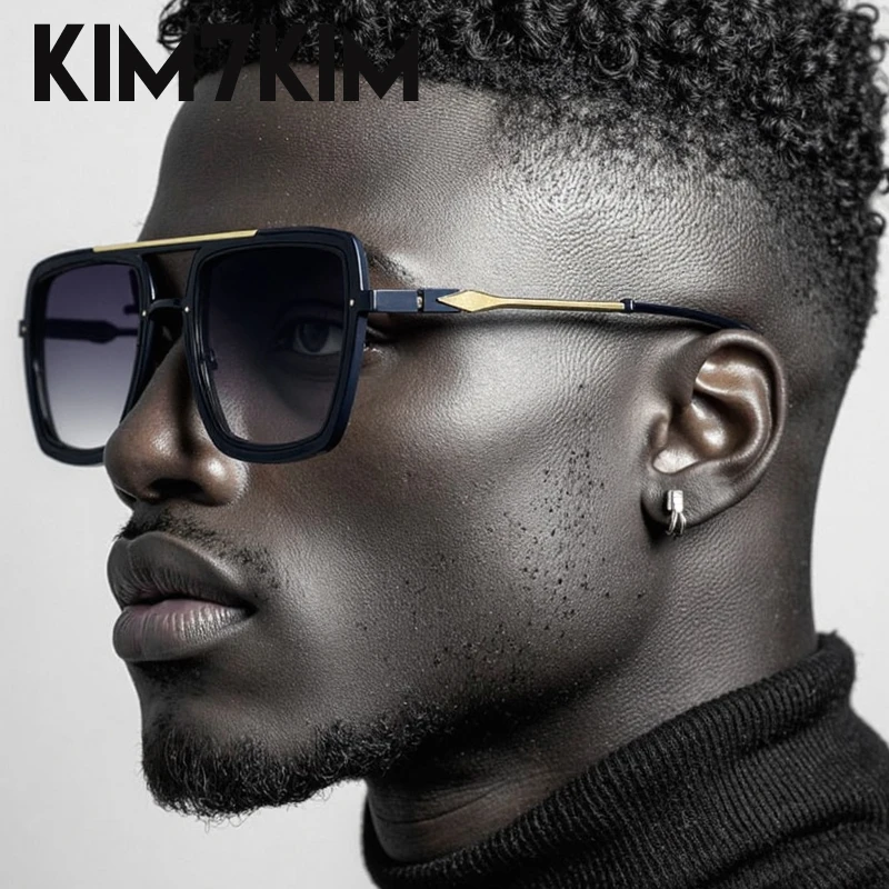 

Retro Classic Square Sunglasses Men 2025 Luxury Brand Steampunk Double Beam Sunglass For Male Punk Trendy Eyewear UV400 Shades