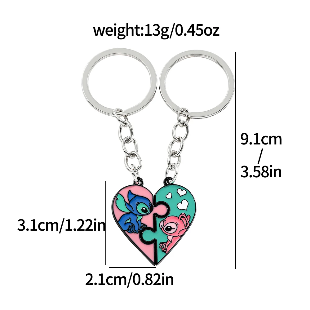 Disney Stitch Doll keychain Cartoon Love Heart Puzzle Stitch Accessories for Boys Girls Backpack Couple Keyrings